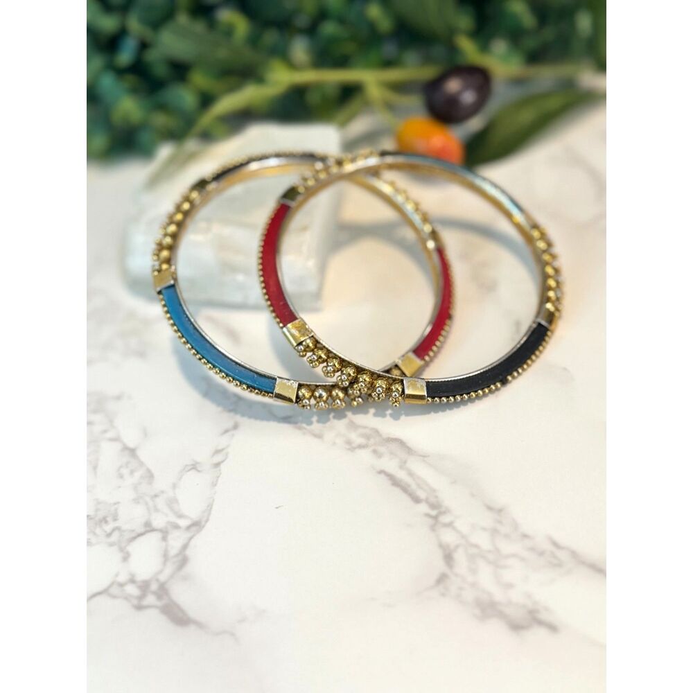 Bollywood Style Tri-Color Bangle Bracelets